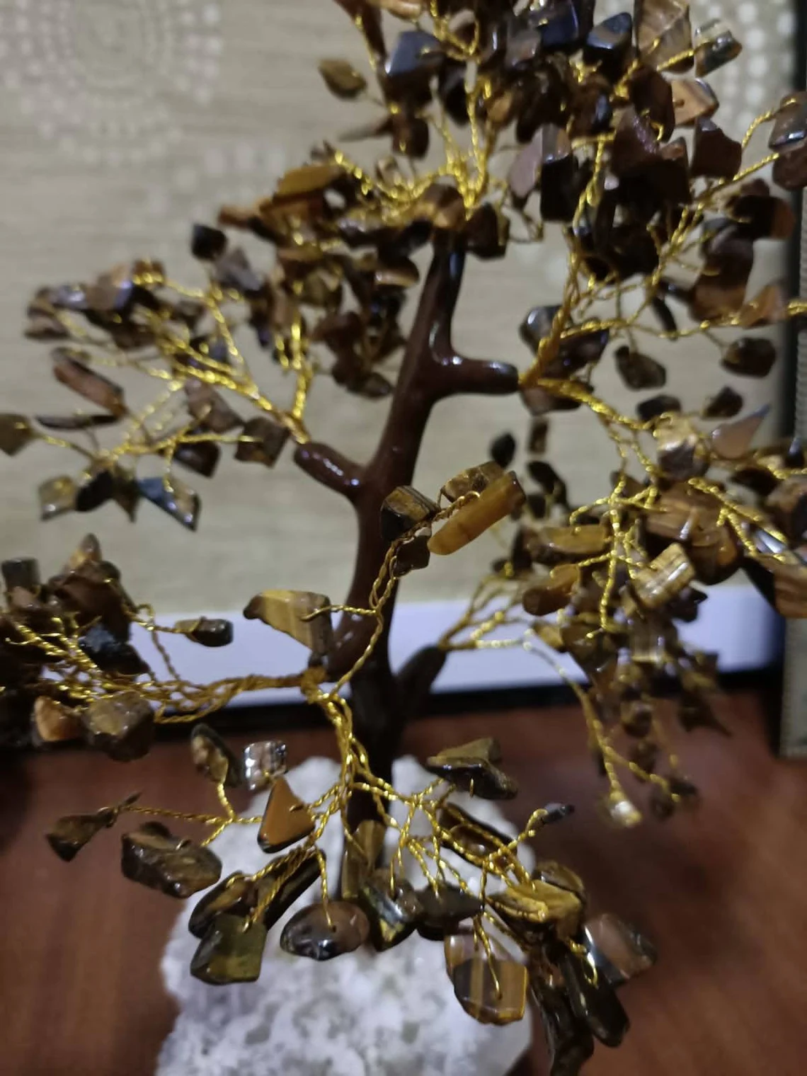 Garnet Natural Crystal Gemstone Bonsai Money Tree for Reiki Healing 300 Beads Decorative Showpiece for Gift 12 inch 300 Stone, Brown stone