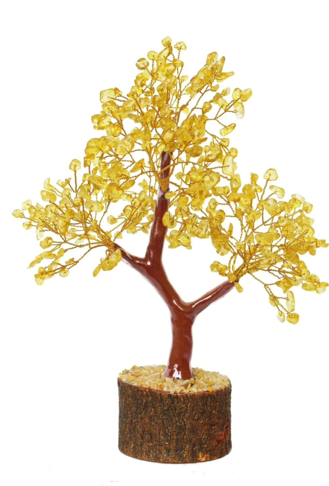 Natural Citrine , 300 beads Tree of Life ,Citrine Crystal wired in Bonsai Tree with wooden base for Money Gains / money Tree