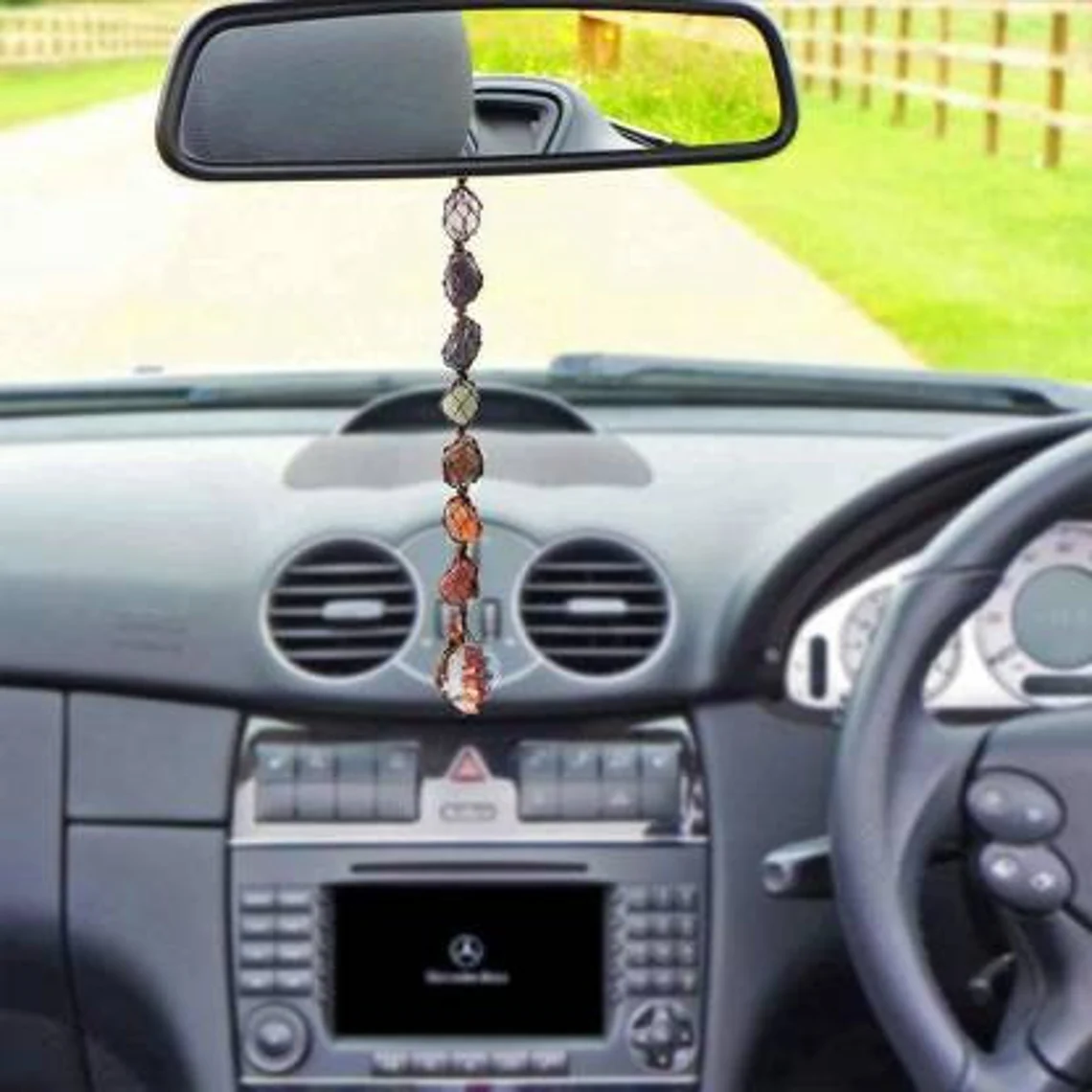 Tumbled Stones, Seven Chakra Stones for Protection , Car Hanging 7 Chakra Tumbled Gemstones, Fengshui Crystal Ornament Stone , Car Hanging