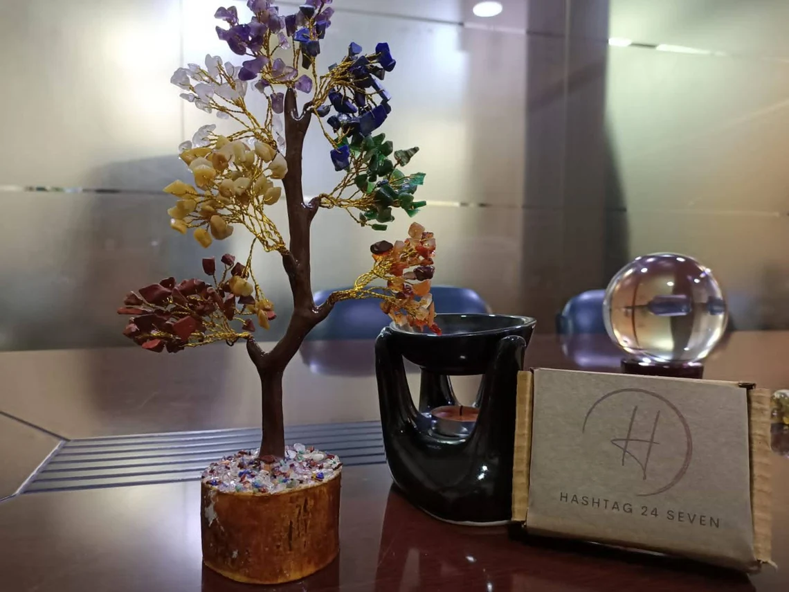 Gemstones Tree ,Seven Chakra tree of life , feng shui tree , Reiki Charged tree of life, gemstones crystals ,7 chakra stones