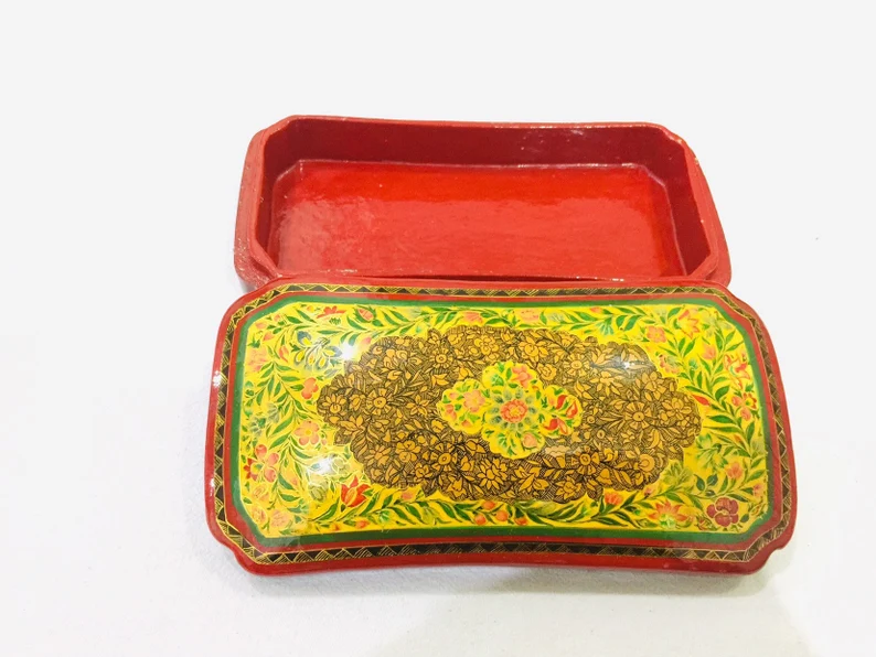 Hand painted paper mache box by Kashmiri artisians , antique Paper Mache box ,unique papermache box