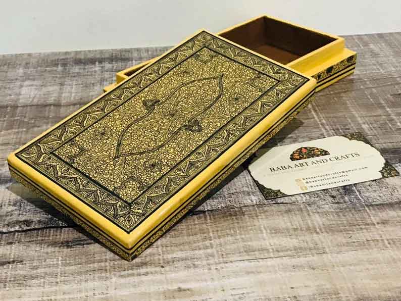 Paper Mache Box, Handmade paper mache box, Hand Painted Trinket Box with Floral Motifs, Valentine day gift, Lacquered Paper Mache Box
