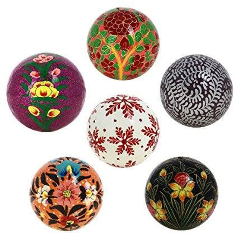 Handmade Christmas ornaments, Hand painted Christmas tree decor, Paper Mache baubles, Hanging christmas Balls, hand crafted from paper mache