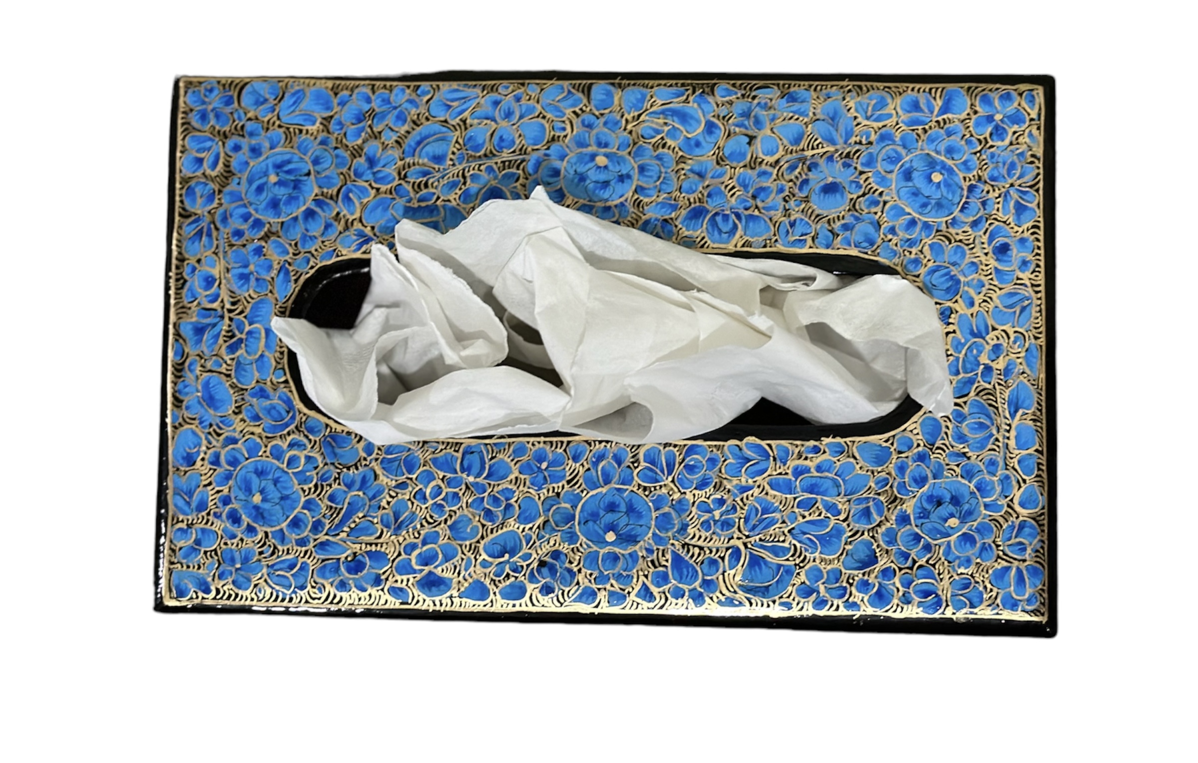 Paper mache tissue box, hand painted tissue holder, biodegradable colorful tissue box 