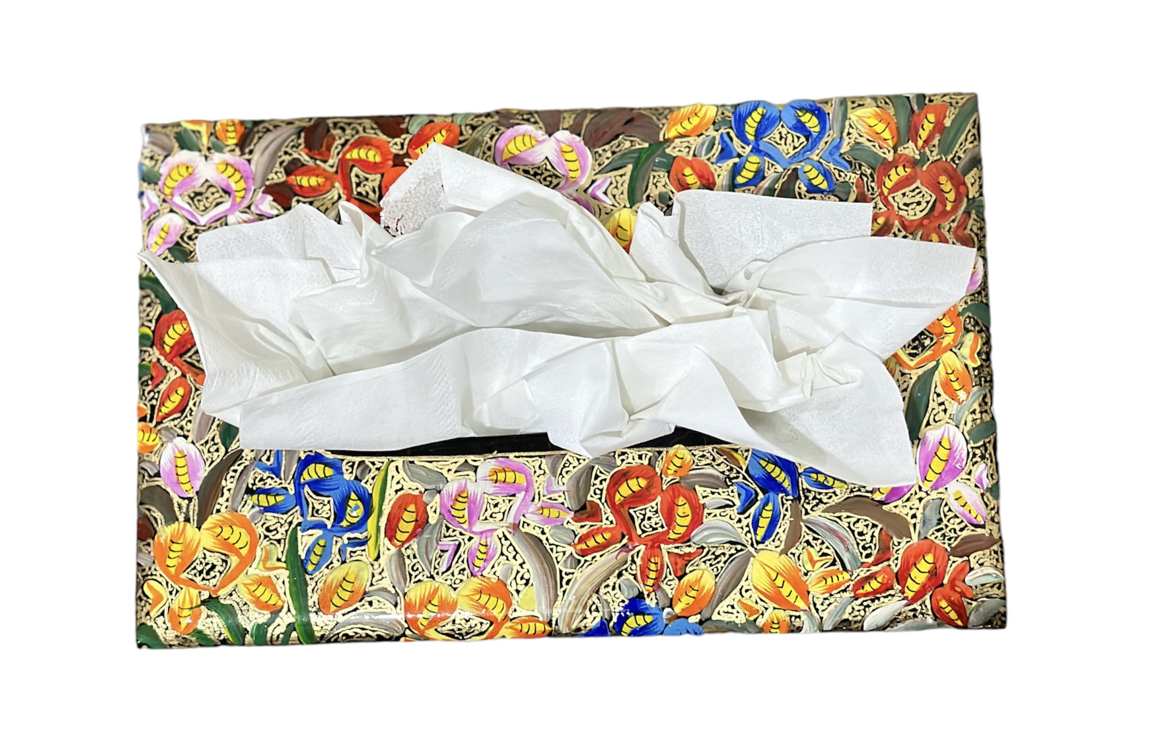 Paper mache tissue box, hand painted tissue holder, colorful tissue holders