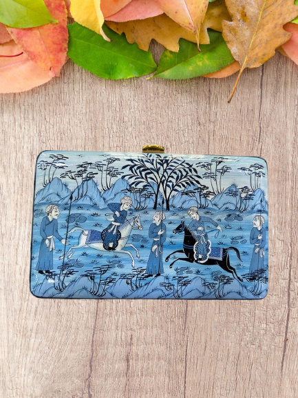 Paper Mache Wallet, Clutches with hand painted paper mache art, Papier mache clutches from Kashmir