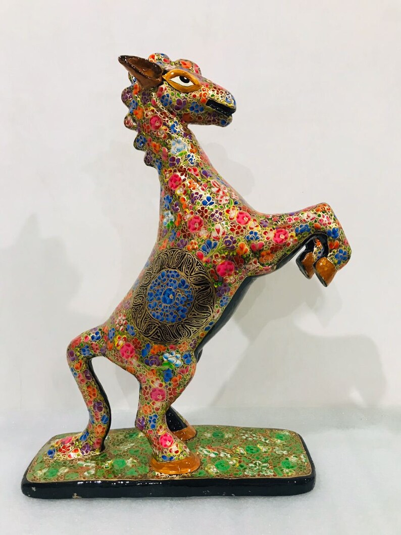 Hand Painted Horse Statue, Paper mache animal sculpture, Paper mache sculpture, Handmade Horse statue, Horse statue figurine,horse sculpture