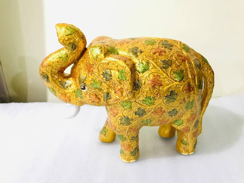 Wooden elephant statue from India,Hand painted elephant , Handmade Elephant figurine decor,Elephant sculpture,elephant figurine trunk up