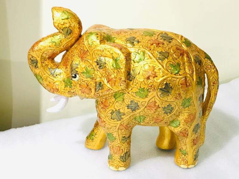 Wooden elephant statue from India,Hand painted elephant , Handmade Elephant figurine decor,Elephant sculpture,elephant figurine trunk up