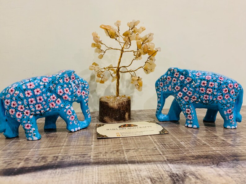 Handmade elephant,set of 2 elephant, paper mache animal sculpture, wooden elephant statue, Indian Elephant statue, paper mache elephant set