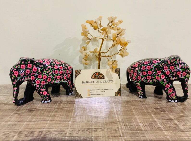 Handmade elephant,set of 2 elephant, paper mache animal sculpture, wooden elephant statue, Indian Elephant statue, paper mache elephant set