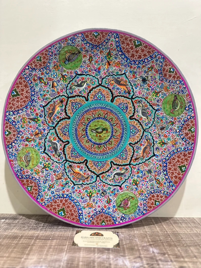 Paper Mache Wall Plate, Hand painted wall plate, Indian wall art, Wall Plate Decor, hand painted mandala wall hanging, handmade wall plate