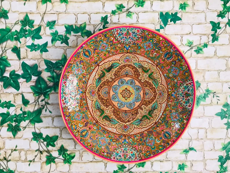 Wall hanging decors,Mandala painting,mandala tapestry,Handmade Wall Hangings,Vintage wall plate,mandala wall art,paper mache wall hanging